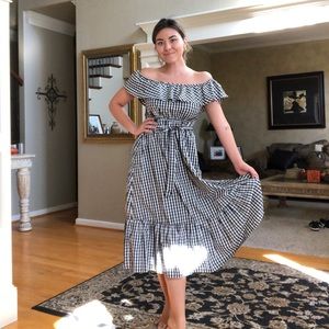 Off The Shoulder Gingham Dress